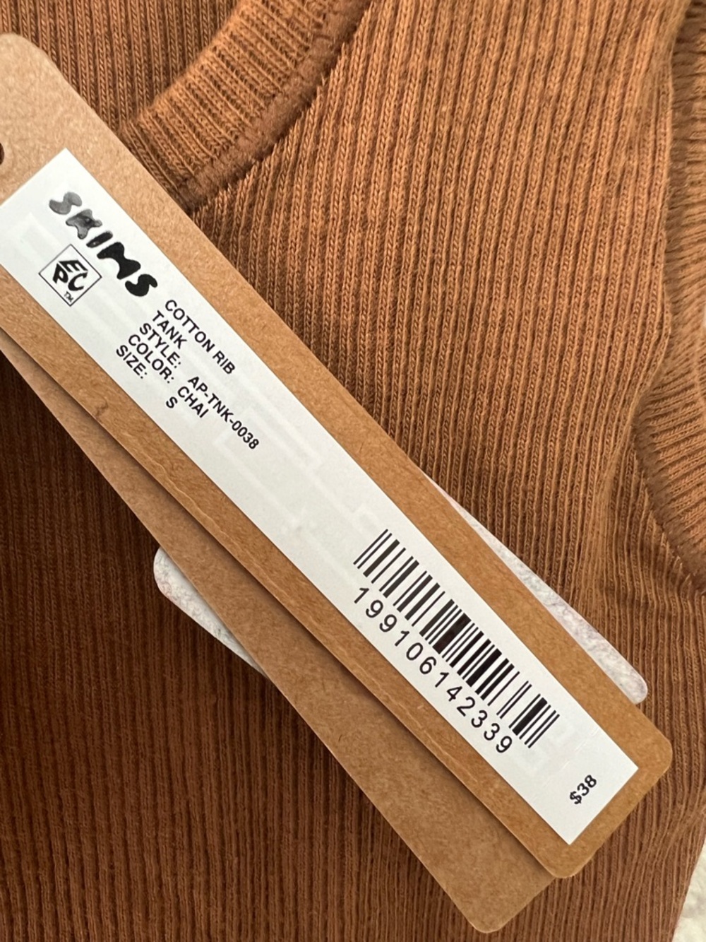 SKIMS COTTON RIB TANK NWT - CHAI - Picture 2 of 3